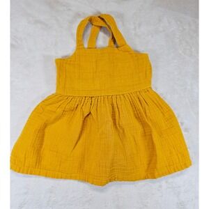 Laughing Llama Girls‎ Mustard Yellow Cotton Gauze Criss Cross Back Dress 12M
